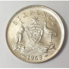 AUSTRALIA 1963 . SIXPENCE . ERROR . MIS-STRIKE . OFF CENTRE